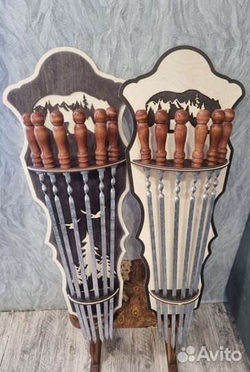 Набор шампуров с настенной подставкой