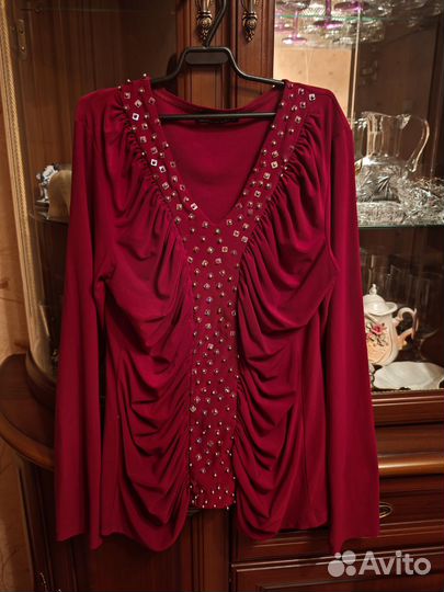 Блуза бордовая нарядная 48-50