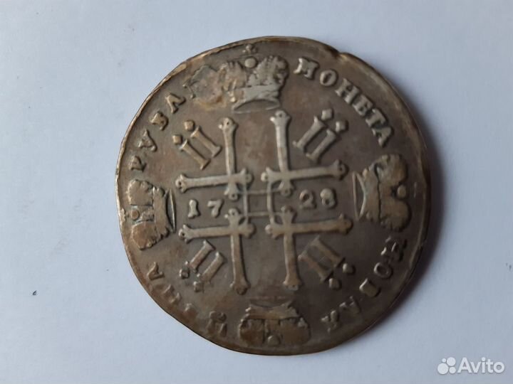 Рубль 1728г Петр-2