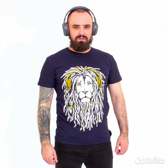 49289 Футболка подростковая Лев, синяя