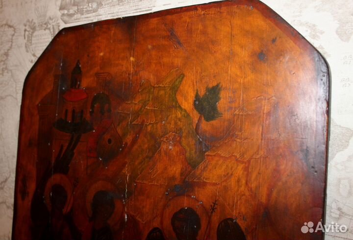 Старинная икона Троица 60*48 живопись