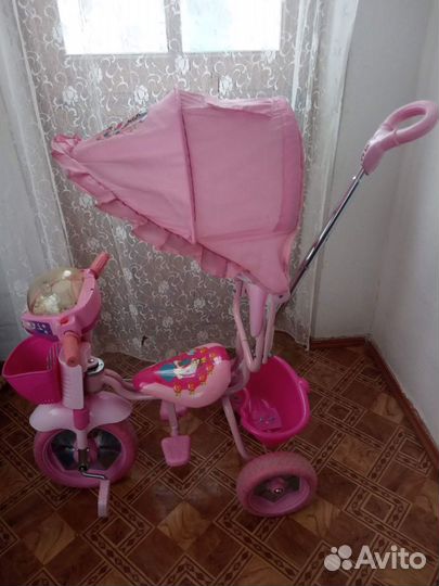 Детский велосипед с ручкой для девочки