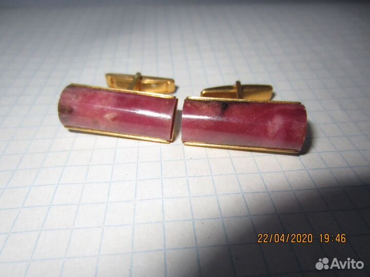 Запонки родонит позолота СССР