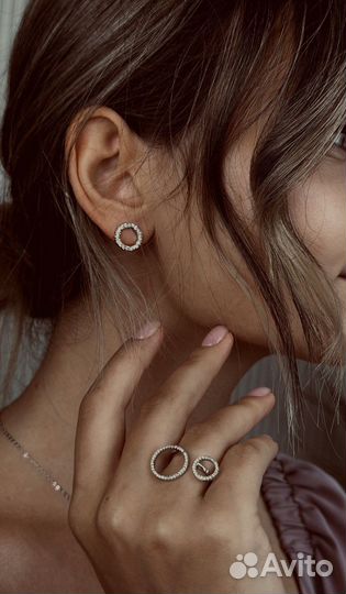 Серьги и кольцо пандора pandora