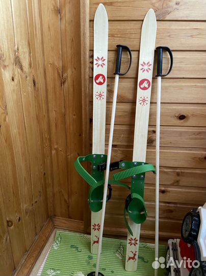 Лыжи 100 см деревянные