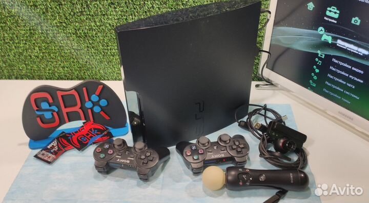 Шитая PS 3 Slim,500gb., 50 игр +ещё 5000, 2дж