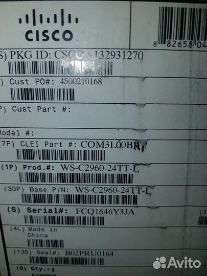 Коммутатор Cisco WS-C2960-24TT-L Россия/3шт/Новый