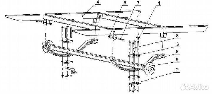 Ось прицепа мзса 817717.001-05 (17.012) в сборе