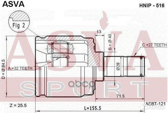 ШРУС внутренний honda accord 27x32x40 hnip516 asva