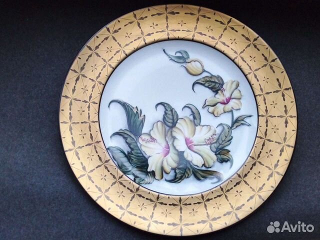 Тарелка блюдо антиквариат 28 см ручная роспись