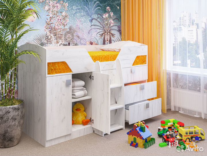 Детская кровать с ящиками 