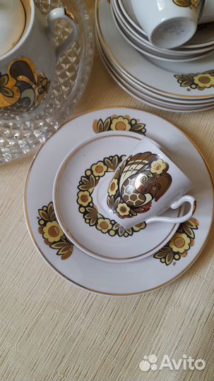 Винтажный кофейный сервиз Зозуля