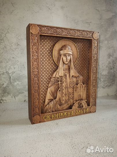Деревянная Икона Св.Княжна Ольга(Роспись Золотом)