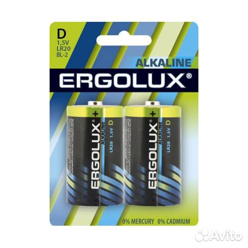Батарейка LR 20-2BL Ergolux Alcaline (2шт)