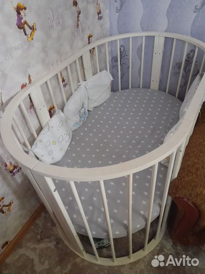 Детская кроватка трансформер круглая