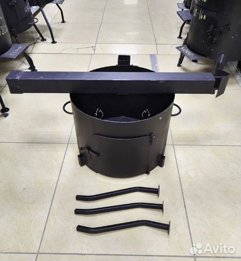 Печь для казана с трубой и дверцей 3 мм