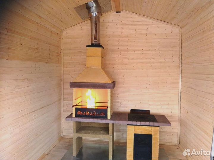 Печь под казан для зоны барбекю