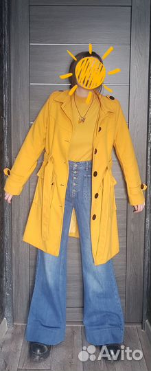 Джинсы с завышенной талией пуговицами клёш ретро