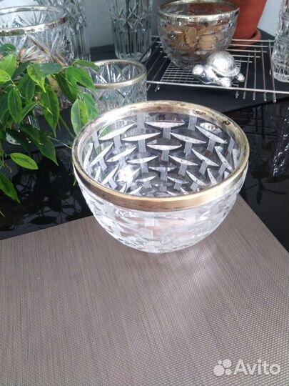Ваза конфетница СССР хрусталь/мельхиор