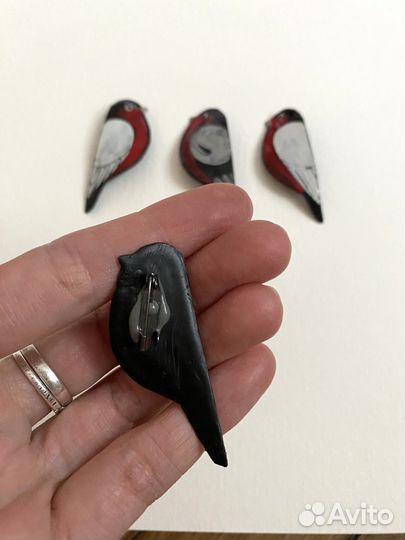 Брошь, горячая эмаль, снегирь