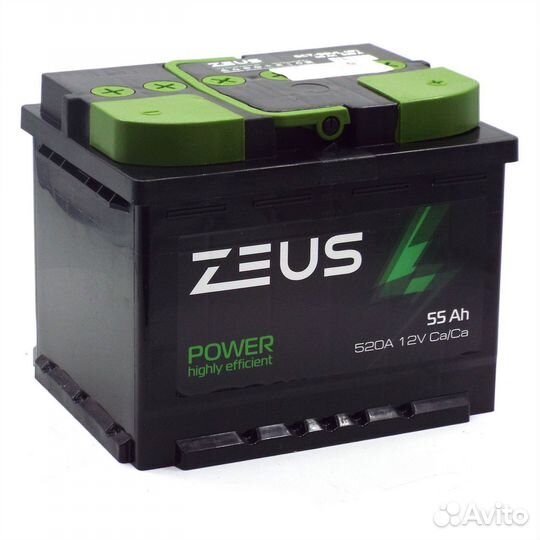 Аккумулятор zeus power 55 Ач п.п Лада Гранта
