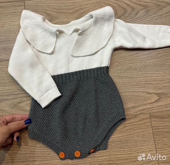 Шикарный вязанный Боди на девочку 68-80