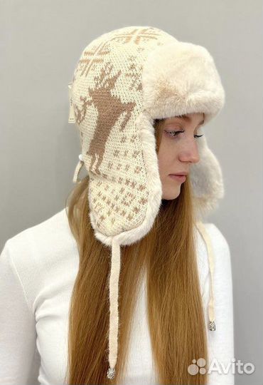 Шапка ушанка из ангоры, шапка из шерсти