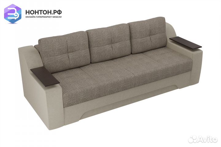 Диван еврокнижка Сенатор корфу коричневый / бежевы