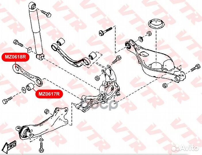 Сайлентблок нижнего поперечного рычага задней п