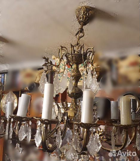 Люстры 3шт., бронза, хрусталь