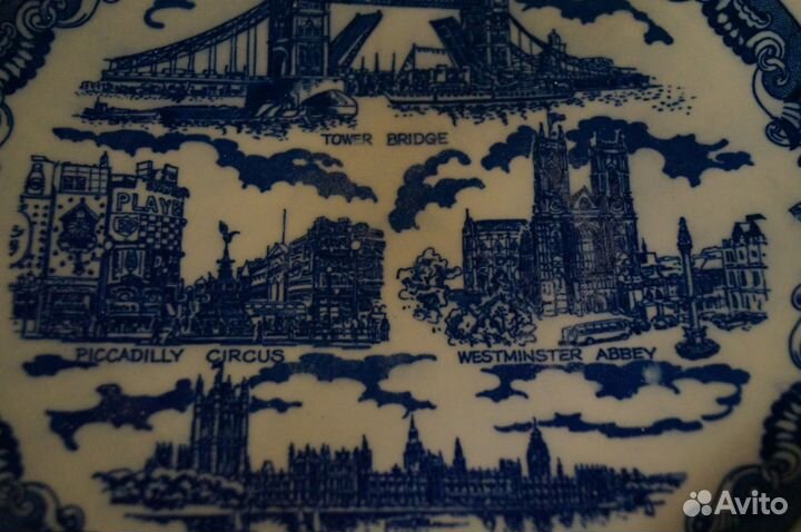 Тарелка декоративная (Англия) (фарфор, кобальт)