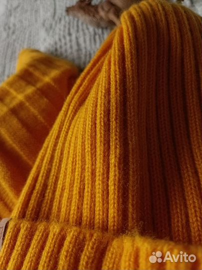Шапка тыква и снуд горчица 51-55 bungly boo