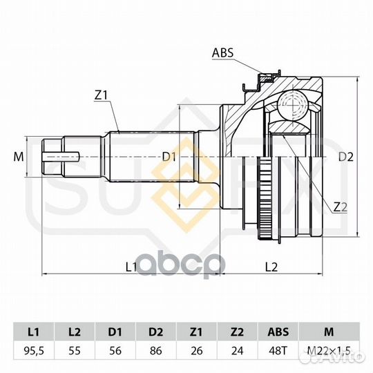 Шрус наружный перед прав/лев ST1103 sufix
