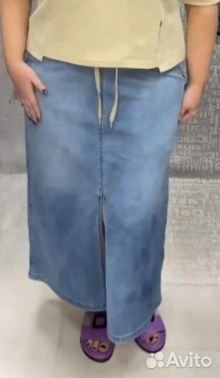Джинсовая юбка длинная 52