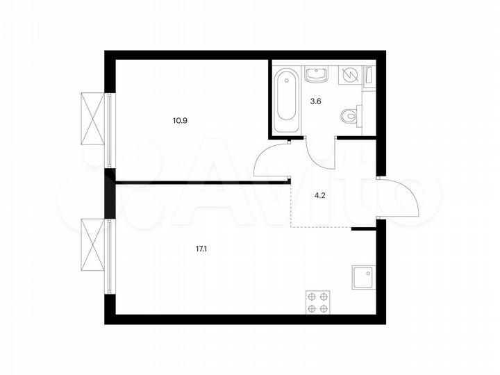 1-к. квартира, 35,8 м², 3/25 эт.