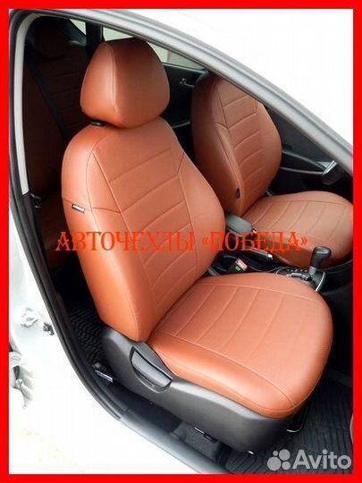 Чехлы Hyundai Solaris 1 Hb из экокожи коричневые