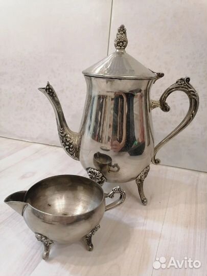 Винтажный кофейный комплект, глубокое серебрение