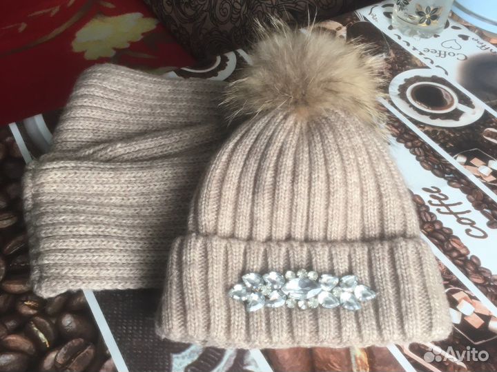 Комплект шапка и снуд женский