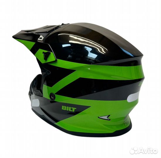 Шлем кроссовый детский Bilt Evo черный зеленый XXL