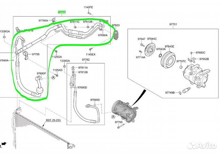 Б/У Шланг кондиционера, трубка В хорошем