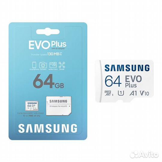 Флеш карта Samsung EVO Plus microsdxc 64 гб