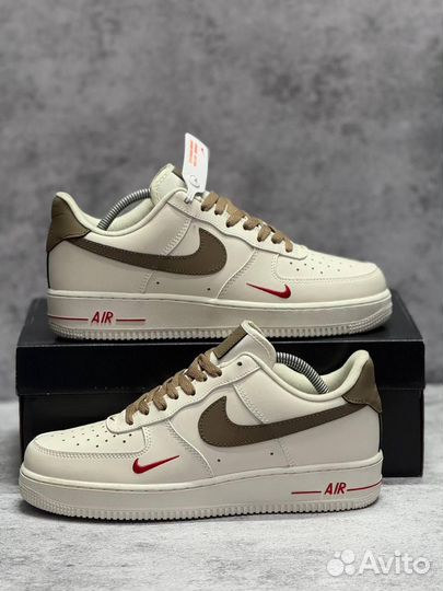 Кроссовки Nike Air Force 1 White Brown (Арт.21857)