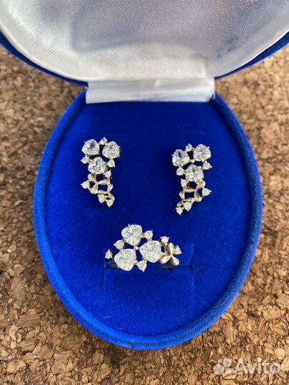 Серьги и кольцо серебро