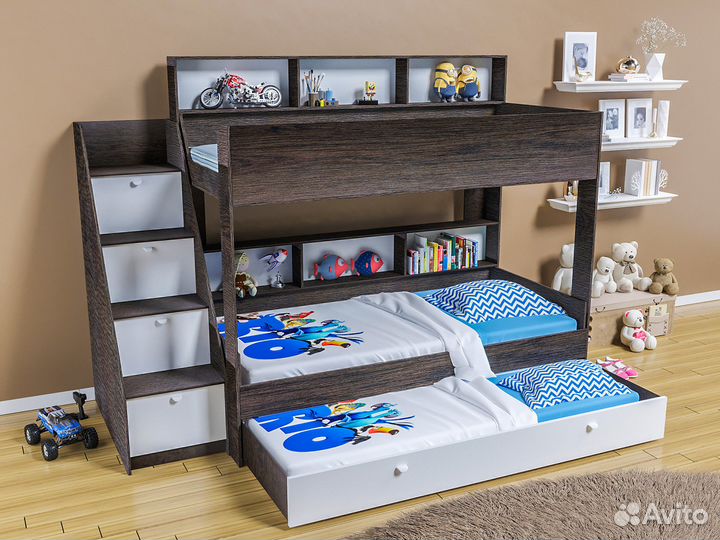 Кровать трёхъярусная для 3 детей Golden Kids 10.1