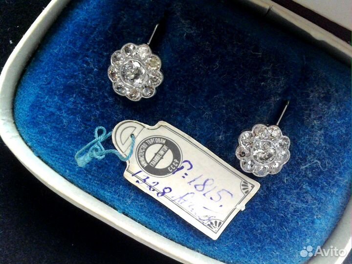 Серьги СССР, платина, бриллианты