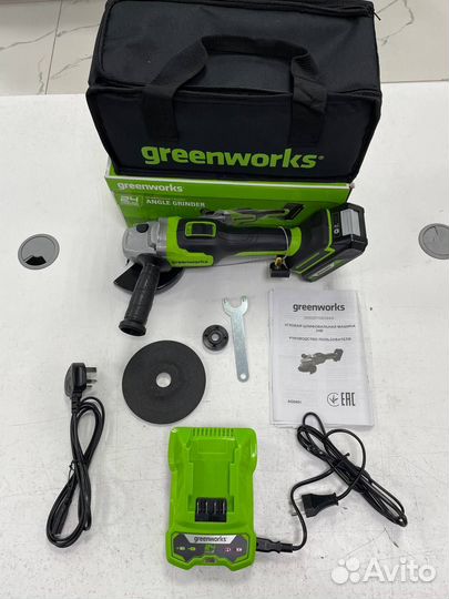 Greenworks GD24AG аккумуляторная ушм 1x2Ач,зу