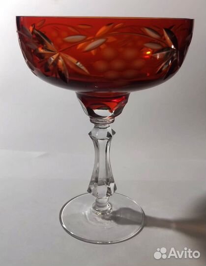 Ваза конфетница цветной хрусталь 70-е