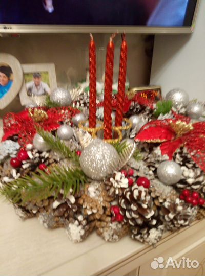 Новогодние подсвечники.Новогодние венки на дверь