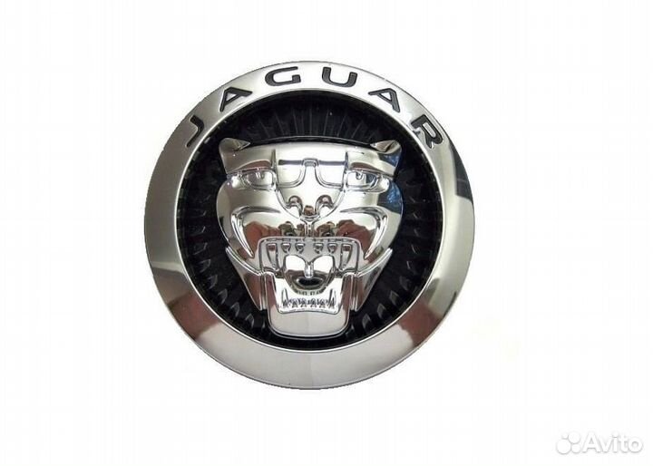 Эмблема на решетку Jaguar круглая 70 мм черная