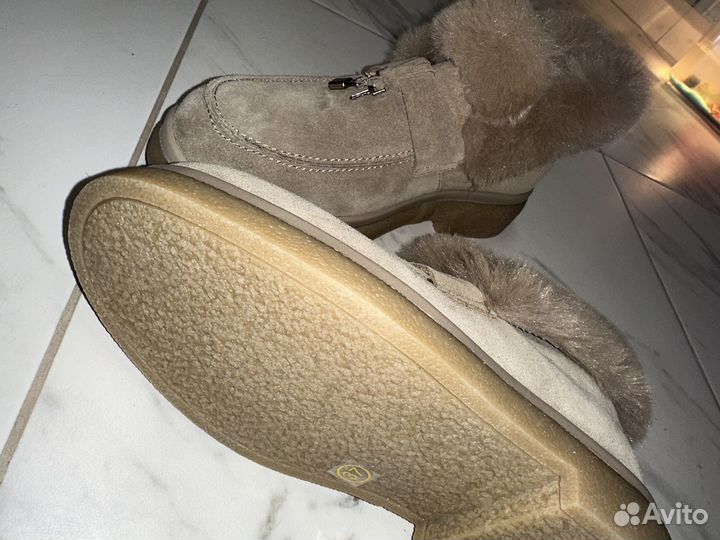 Лоферы женские с натуральным мехом